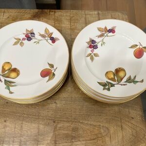 4 Royal Worcester Evesham Gold porcelain salad plates